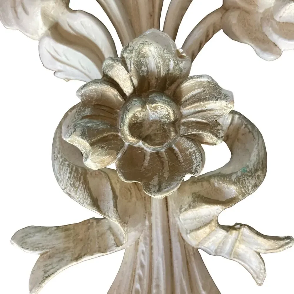 Vintage EuroMarchi Italy‎ Gold Gilt Floral Wall Decor Hollywood Regency Set Pair